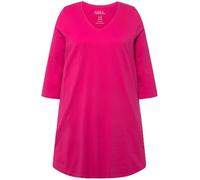 Ulla Popken Damen große Größen Übergrößen Plus Size Longshirt, Ziernähte, A-Linie, V-Ausschnitt, 3/4-Arm Fuchsia pink 50+ 827537810-50+