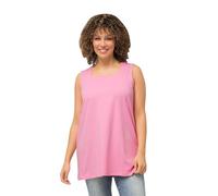 Ulla Popken Damen große Größen Übergrößen Plus Size Longtop, Classic Fit, Carré-Ausschnitt, ärmellos hell pink 42+ 807310806-42+
