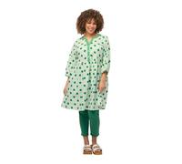 Ulla Popken Damen große Größen Übergrößen Plus Size Longtunika, Punkte, A-Linie, V-Ausschnitt, 3/4-Arm smaragdgrün 46+ 818224459-46+