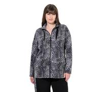 Ulla Popken Damen große Größen Übergrößen Plus Size Loungewear-Fleecejacke, Leomuster, Stehkragen schwarz 50+ 843915100-50+