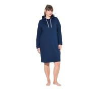 Ulla Popken Damen große Größen Übergrößen Plus Size Loungwear-Kleid, Kapuze, weich angeraut, Rippbündchen Nachtblau 54+ 842795139-54+