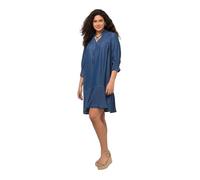 Ulla Popken Damen große Größen Übergrößen Plus Size Lyocell-Kleid, Jeansoptik, Tunika-Ausschnitt, 3/4-Arm Blue Denim 50+ 821513902-50+