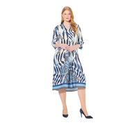 Ulla Popken Damen große Größen Übergrößen Plus Size Lyocell-Midikleid, A-Linie, Hemdkragen, 3/4-Arm Dunkles Oliv 46+ 834872351-46+