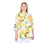 Ulla Popken Damen große Größen Übergrößen Plus Size Lyocell-Tunika, Zitronen, A-Linie, Kelchkragen, 3/4-Arm schneeweiß 58+ 838891200-58+