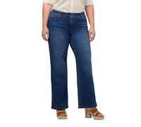 Ulla Popken Damen Marlenejeans Mary, Weites Bein, Komfortbund, Biobaumwolle Jeans, Dark Blue Denim, 38W / 30L EU