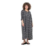 Ulla Popken Damen große Größen Übergrößen Plus Size Maxi-Jerseykleid, Schlangenmuster, 3/4-Arm Graphitgrau 46+ 839518100-46+