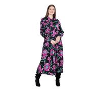 Ulla Popken Damen große Größen Übergrößen Plus Size Maxikleid, A-Linie, V-Ausschnitt, Schluppe, Langarm Himbeere 46+ 832858800-46+