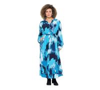 Ulla Popken Damen große Größen Übergrößen Plus Size Maxikleid, Krepp, Oversized, Tunika-Ausschnitt, Langarm aquamarin 46+ 834065760-46+