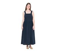 Ulla Popken Damen große Größen Übergrößen Plus Size Maxikleid, Leinenanteil, ärmellos, Taschen, Biobaumwolle Marine 58+ 837485133-58+