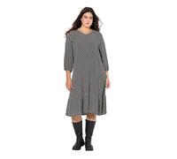 Ulla Popken Damen große Größen Übergrößen Plus Size Midikleid, Herzen, A-Linie, V-Ausschnitt, Langarm schwarz 50+ 832437100-50+