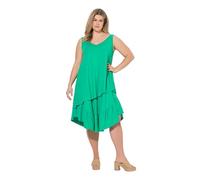 Ulla Popken Damen große Größen Übergrößen Plus Size Midikleid, Struktur, V-Ausschnitt, ärmellos, Biobaumwolle Sommer grün 46+ 849806450-46+