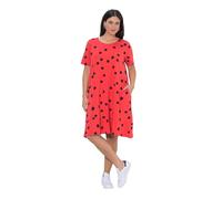 Ulla Popken Damen große Größen Übergrößen Plus Size Midikleid, Tupfen, A-Linie, Rundhals, Halbarm Coralle 62+ 849551528-62+