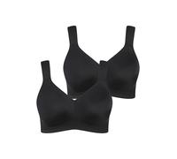Ulla Popken Damen große Größen Übergrößen Plus Size Mikrofaser-BH, 2-er Pack, ohne Bügel, vorgeformte Cups schwarz 100E 793032130-100E