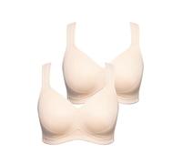 Ulla Popken Damen große Größen Übergrößen Plus Size Mikrofaser-BH, 2er-Pack, ohne Bügel, vorgeformte Cups beige 100E 793032300-100E