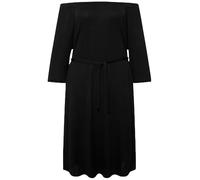 Ulla Popken Damen große Größen Übergrößen Plus Size Minikleid, Strukturjersey, schulterfrei, 3/4-Arm schwarz 54+ 827740100-54+