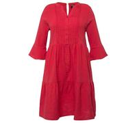 Ulla Popken Damen große Größen Übergrößen Plus Size Musselin-Kleid, A-Linie, Tunika-Ausschnitt, 3/4-Arm dunkel rosa 46+ 827333538-46+