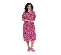 Ulla Popken Damen große Größen Übergrößen Plus Size Musselin-Kleid, Leomuster, A-Linie, V-Ausschnitt, Halbarm helles pink 46+ 850346808-46+
