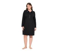 Ulla Popken Damen, Kragen, Satindetails, Langarm Nachthemd, schwarz, 50/52