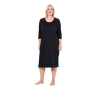 Ulla Popken Damen große Größen Übergrößen Plus Size Nachthemd, Lochstickerei, Zierfalte, Rundhals, 3/4-Arm