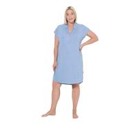 Ulla Popken Damen große Größen Übergrößen Plus Size Nachthemd, Oversized, Hemdkragen, V-Ausschnitt, Halbarm frostblau 58+ 827023714-58+