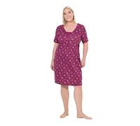 Ulla Popken Damen große Größen Übergrößen Plus Size Nachthemd, Ringel/Blüten, V-Ausschnitt, Halbarm Fuchsia pink 54+ 839280824-54+