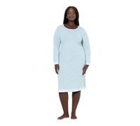 Ulla Popken Damen große Größen Übergrößen Plus Size Nachthemd, Spitze, Oversized, Rundhals, Langarm eismeerblau 62+ 812438700-62+