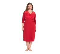 Ulla Popken Damen große Größen Übergrößen Plus Size Nachthemd, Spitzeneinsatz, V-Ausschnitt, 3/4-Arm Salsa 46+ 832325530-46+