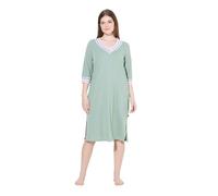Ulla Popken Damen große Größen Übergrößen Plus Size Nachthemd, Streifenkanten, 3/4-Arm