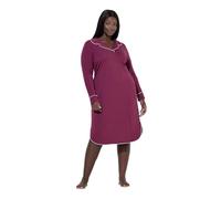 Ulla Popken Damen große Größen Übergrößen Plus Size Nachthemd, Zierpaspel, Reverskragen, Langarm