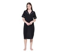 Ulla Popken Damen große Größen Übergrößen Plus Size Nachthemd, Zierpaspeln, Reverskragen, Halbarm
