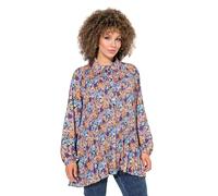Ulla Popken Damen große Größen Übergrößen Plus Size Plissee-Bluse, Blüten, A-Linie, Hemdkragen, Langarm kräftiges orange 54+ 835009658-54+