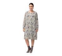 Ulla Popken Damen große Größen Übergrößen Plus Size Plissee-Kleid, Marmordruck, Godetfalten, Rundhals, Langarm lichtgrau 46+ 822794163-46+