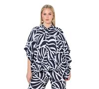 Ulla Popken Damen große Größen Übergrößen Plus Size Poncho-Bluse, Oversized, Hemdkragen, 3/4-Arm Marine 46+ 848092770-46+