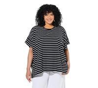 Ulla Popken Damen große Größen Übergrößen Plus Size Poncho, Streifen, Oversized, Rundhals schwarz 50-56 848938100-2+