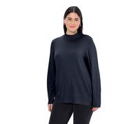 Ulla Popken Damen, Stehkragen, Langarm, Rippbündchen Pullover, Marine, 58-60