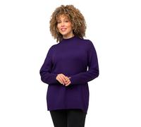 Ulla Popken Damen große Größen Übergrößen Plus Size Pullover, Stehkragen, Langarm, Rippbündchen tiefes violett 62+ 822010840-62+