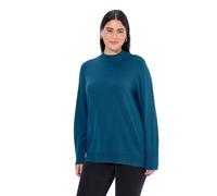 Ulla Popken Damen große Größen Übergrößen Plus Size Pullover, Stehkragen, Langarm, Rippbündchen blaugrün 62+ 822010768-62+