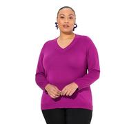 Ulla Popken Damen große Größen Übergrößen Plus Size Pullover, V-Ausschnitt, Langarm, weicher Feinstrick