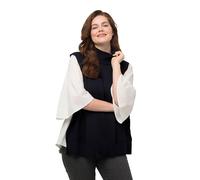 Ulla Popken Damen große Größen Übergrößen Plus Size Pullunder, Zopfmuster, Stehkragen, ärmellos, Biobaumwolle Marine 50+ 812344130-50+