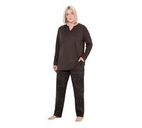 Ulla Popken Damen große Größen Übergrößen Plus Size Pyjama, Paisleymuster, Tunika-Ausschnitt, Langarm pinienbraun 46+ 834469110-46+