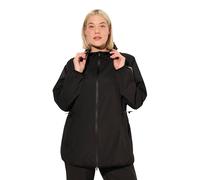 Ulla Popken Women's Regenjacke, leicht, Kapuze, 2-Wege-Zipper, wasserdicht Jacken, Schwarz, 42/44