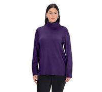 Ulla Popken Damen große Größen Übergrößen Plus Size Rollkragenpullover, breite Rippbündchen, Langarm tiefes violett 54+ 799922840-54+