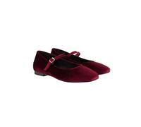 Ulla Popken Damen große Größen Übergrößen Plus Size Samt-Ballerinas, Riemchen, Blockabsatz, Weite H dunkel weinrot 42 840707350-42
