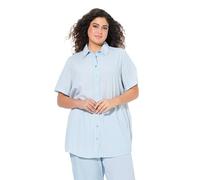 Ulla Popken Damen große Größen Übergrößen Plus Size Seersucker-Bluse, Streifen, Hemdkragen, Halbarm lichtblau 46+ 837863720-46+