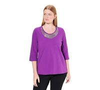 Ulla Popken Damen große Größen Übergrößen Plus Size Shirt, Collier-Verzierung, Classic, Rundhals, 3/4-Arm Brombeere 54+ 837036825-54+