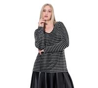 Ulla Popken Damen große Größen Übergrößen Plus Size T-Shirt,Stehkragen, Glitzerstreifen