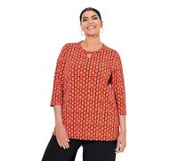 Ulla Popken Damen große Größen Übergrößen Plus Size Shirt, grafischer Druck, A-Linie, Rundhals, 3/4-Arm Paprika 46+ 841765526-46+