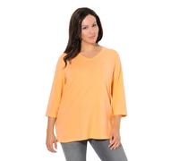 Ulla Popken Damen große Größen Übergrößen Plus Size Shirt, Herzstickerei, Classic, V-Ausschnitt, 3/4-Arm pfirsich 54+ 845395651-54+