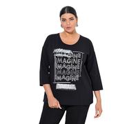 Ulla Popken Damen große Größen Übergrößen Plus Size Shirt, Imagine, Rundhalsausschnitt, 3/4-Arm schwarz 46+ 843128100-46+
