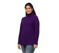 Ulla Popken Damen große Größen Übergrößen Plus Size Shirt, Rollkragen, Slim, Langarm tiefes violett 46+ 646813840-46+